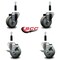 Service Caster 3.5'' Gray Poly Wheel Swivel 7/8'' Expanding Stem Caster Set 2 Brakes, 4PK SCC-EX20S3514-PPUB-2-TLB-2-78 - alternate 2